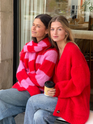 Alice Cardigan Striped Candy Pink / Red