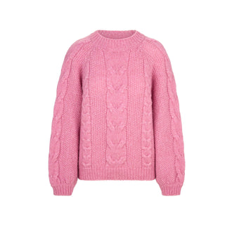 Odette Pullover Round Neck Cable Old Pink