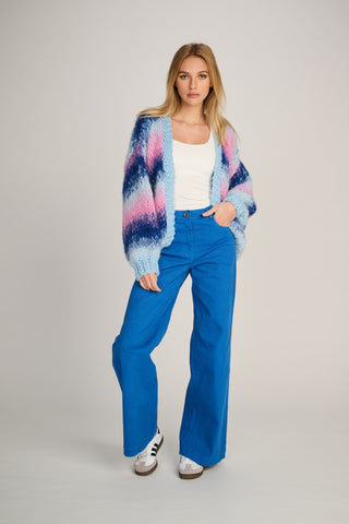 Tess Cardigan Short Degradé Pastel Blue / Cobalt / Pink