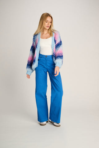 Tess Cardigan Short Degradé Pastel Blue / Cobalt / Pink