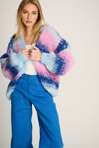 Tess Cardigan Short Degradé Pastel Blue / Cobalt / Pink
