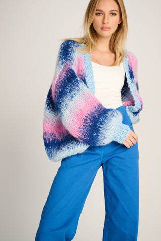 Tess Cardigan Short Degradé Pastel Blue / Cobalt / Pink