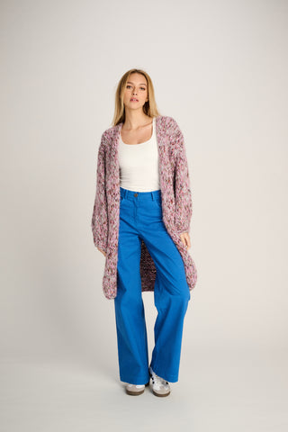 Nicole Cardigan Long Melange Pink / Brown
