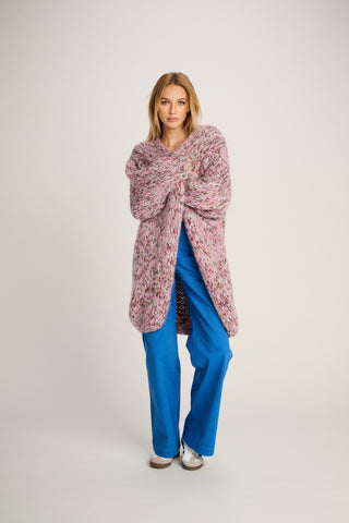 Nicole Cardigan Long Melange Pink / Brown