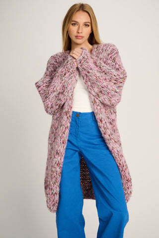 Nicole Cardigan Long Melange Pink / Brown