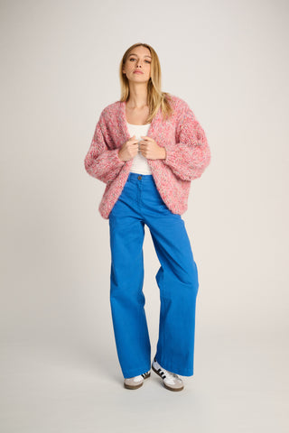 Helena Cardigan Short Melange Red / Blue