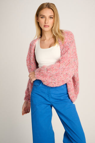 Helena Cardigan Short Melange Red / Blue