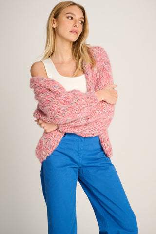 Helena Cardigan Short Melange Red / Blue