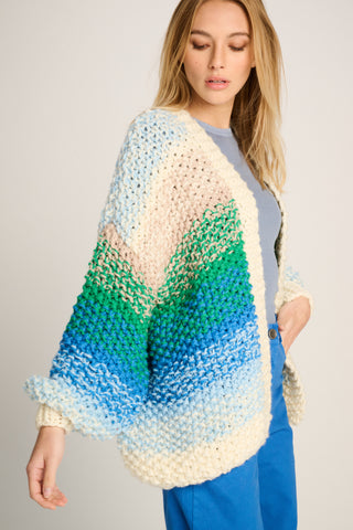 Rachel Cardigan Rice Degrade Off White / Green / Blue