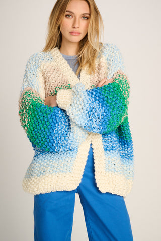 Rachel Cardigan Rice Degrade Off White / Green / Blue