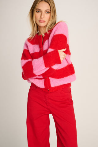 Alice Cardigan Striped Candy Pink / Red