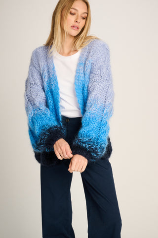 Amelie Cardigan Short Cable Degradé Navy / Jeans Blue / Pastel Blue