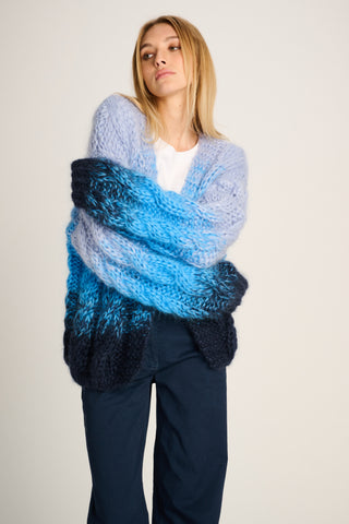Amelie Cardigan Short Cable Degradé Navy / Jeans Blue / Pastel Blue