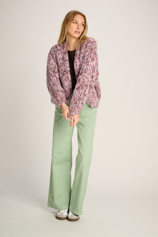 Helena Cardigan Short Melange Pink / Brown