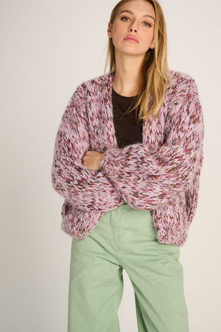 Helena Cardigan Short Melange Pink / Brown