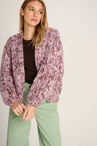 Helena Cardigan Short Melange Pink / Brown