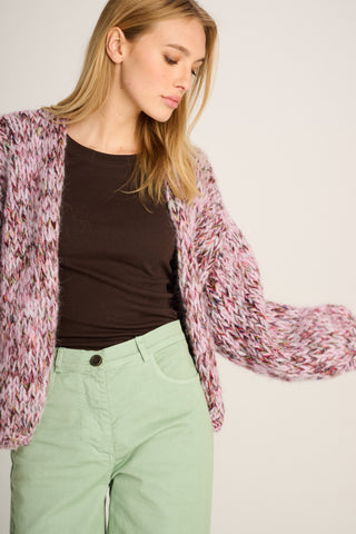 Helena Cardigan Short Melange Pink / Brown