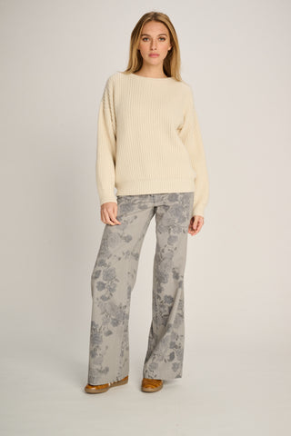 Bertha Pullover Crew Neck Rib Off White