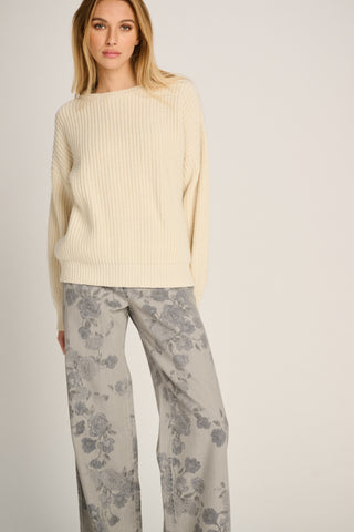 Bertha Pullover Crew Neck Rib Off White