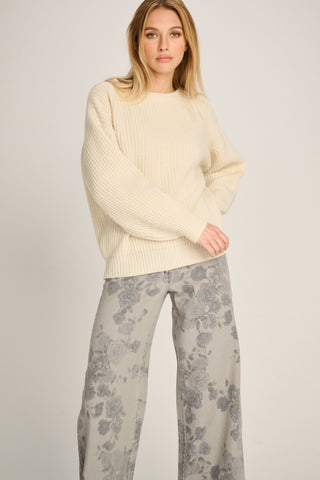 Bertha Pullover Crew Neck Rib Off White