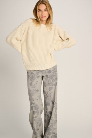 Bertha Pullover Crew Neck Rib Off White