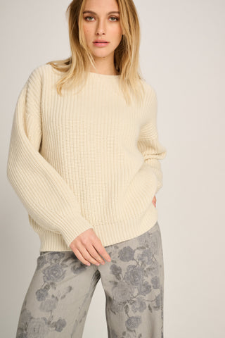 Bertha Pullover Crew Neck Rib Off White