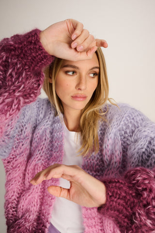 Amelie Cardigan Short Cable Degradé Lilac / Pink / Plum