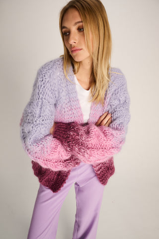 Amelie Cardigan Short Cable Degradé Lilac / Pink / Plum
