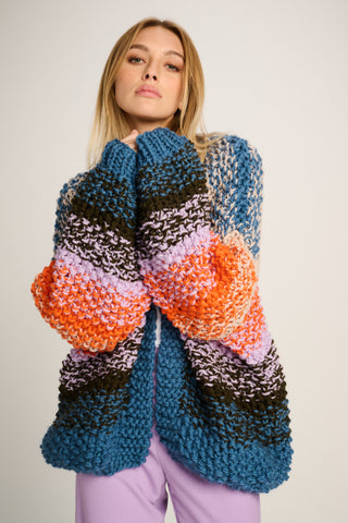 Rachel Cardigan Rice Degrade Orange / Lilac / Brown / Blue
