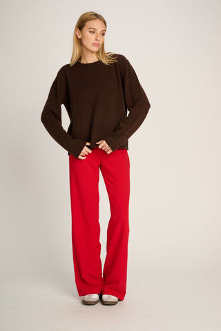 Frieda Pullover Crew Neck Chocolate Brown