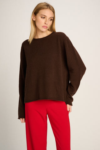 Frieda Pullover Crew Neck Chocolate Brown