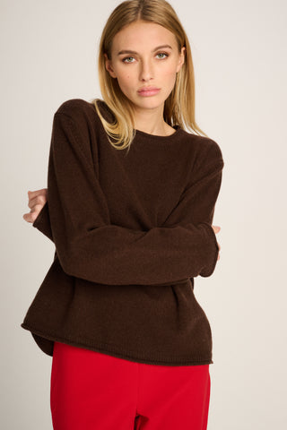 Frieda Pullover Crew Neck Chocolate Brown