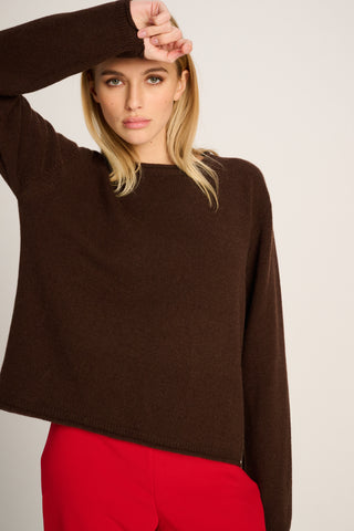 Frieda Pullover Crew Neck Chocolate Brown