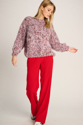 Laura Pullover Round Neck Melange Pink / Brown