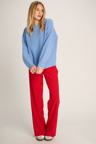 Bertha Pullover Crew Neck Rib Pastel Blue