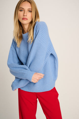 Bertha Pullover Crew Neck Rib Pastel Blue