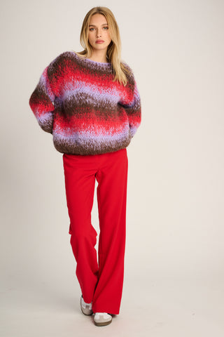 Olivia Pullover Round Neck Degradé Brown / Red / Lilac