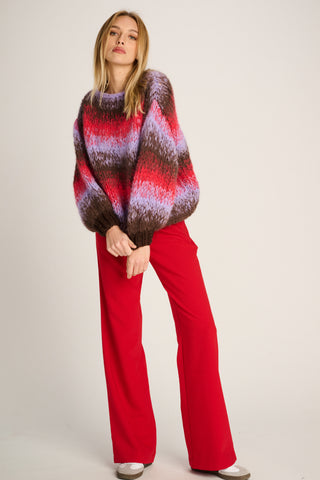 Olivia Pullover Round Neck Degradé Brown / Red / Lilac