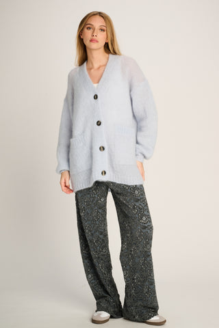 Charlie Cardigan With Pockets Pastel Blue