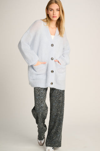 Charlie Cardigan With Pockets Pastel Blue