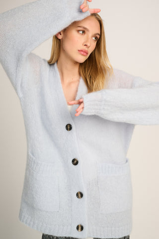 Charlie Cardigan With Pockets Pastel Blue