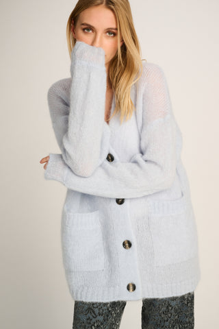Charlie Cardigan With Pockets Pastel Blue