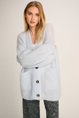 Charlie Cardigan With Pockets Pastel Blue