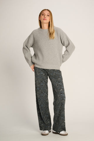 Bertha Pullover Crew Neck Rib Grey