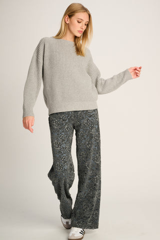 Bertha Pullover Crew Neck Rib Grey