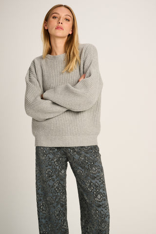 Bertha Pullover Crew Neck Rib Grey