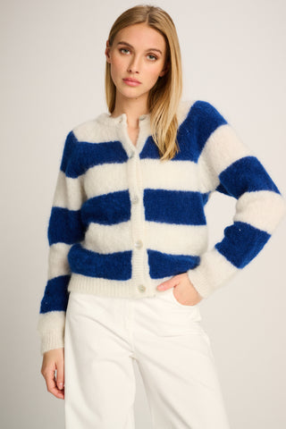 Alice Cardigan Striped Off White / Blue