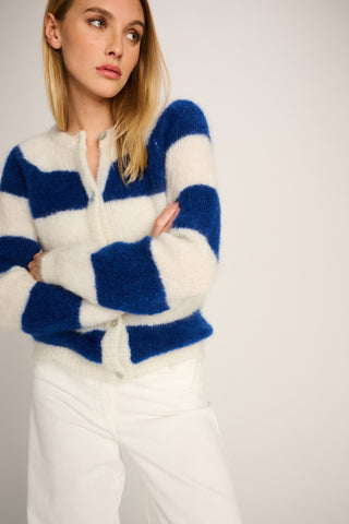 Alice Cardigan Striped Off White / Blue