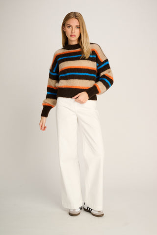 Coco Pullover Crewneck Stripes Beige