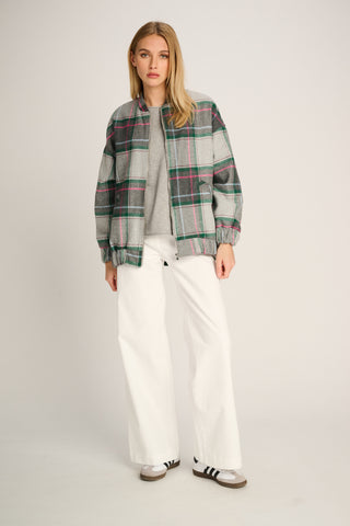 Louise Bomber Jacket Squares Grey